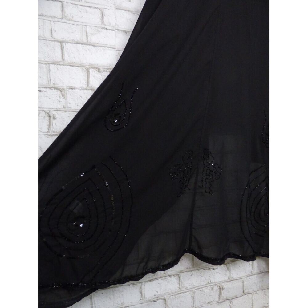 $229 Roaman's Black Beaded Chiffon 3 Piece Jacket Tank Pant Set 34W NEW - Picture 15 of 16